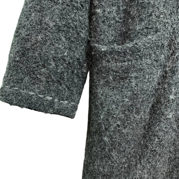 Utex Design Wool Blend Faux Fur Buttoned Hooded Coat Jacket Gray Black Sz Small - Picture 6 of 9